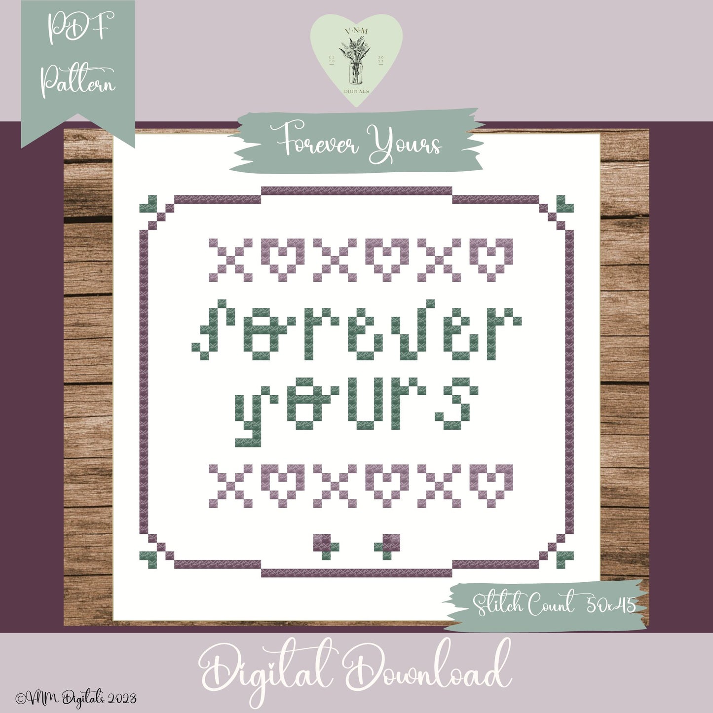 Forever Yours ~ Counted Cross Stitch PDF Pattern ~ INSTANT DOWNLOAD