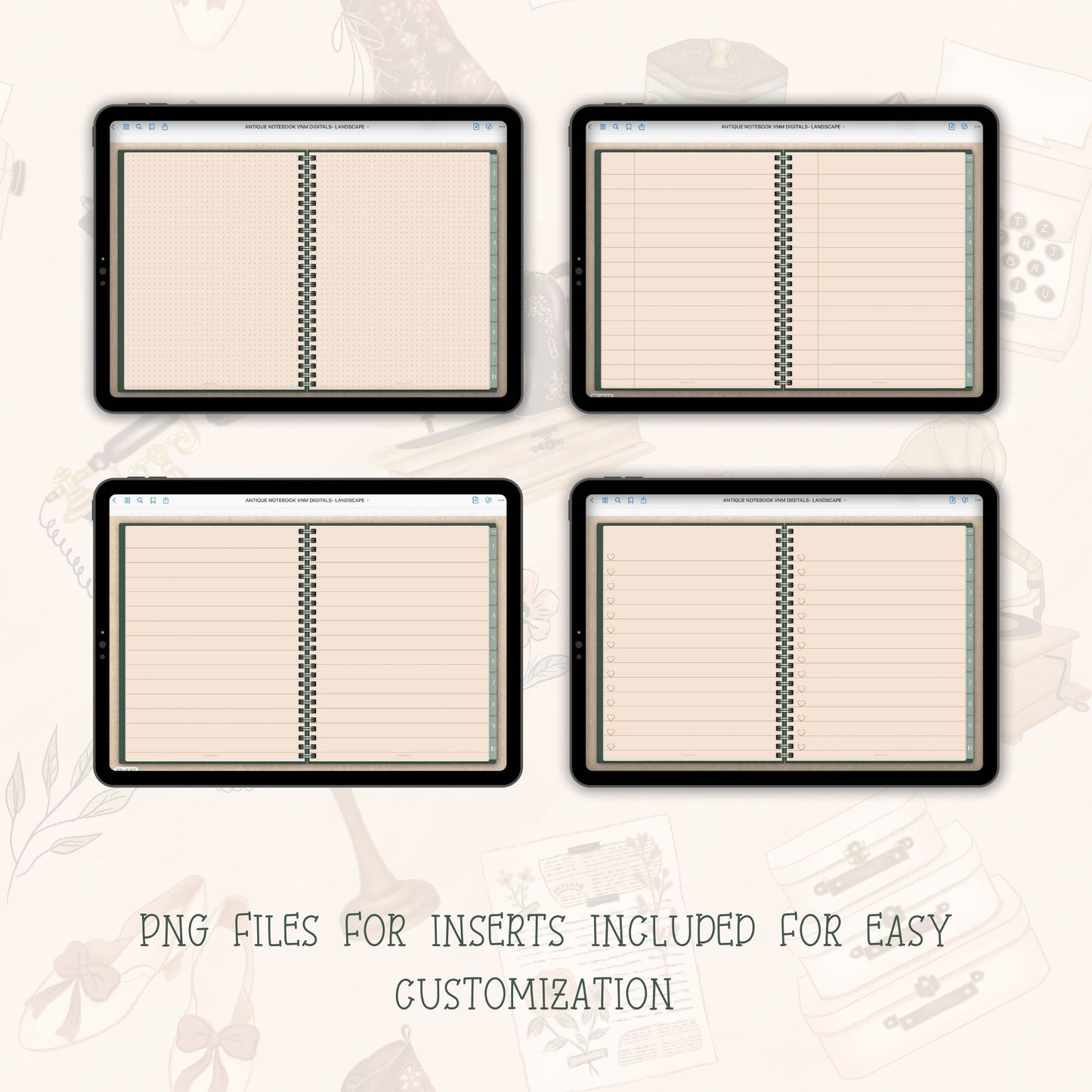 Antique Themed- Digital Notebook Set