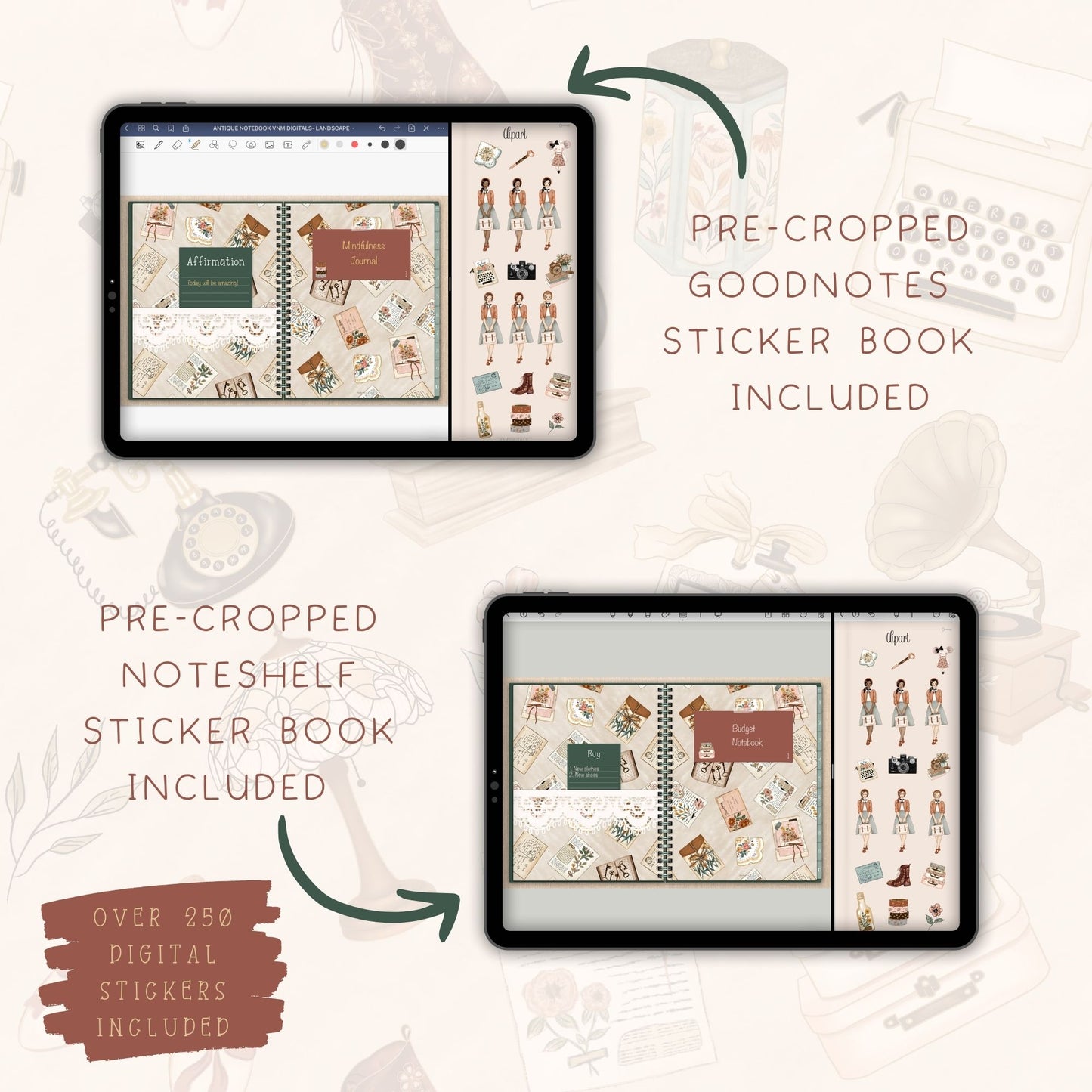 Antique Themed- Digital Notebook Set