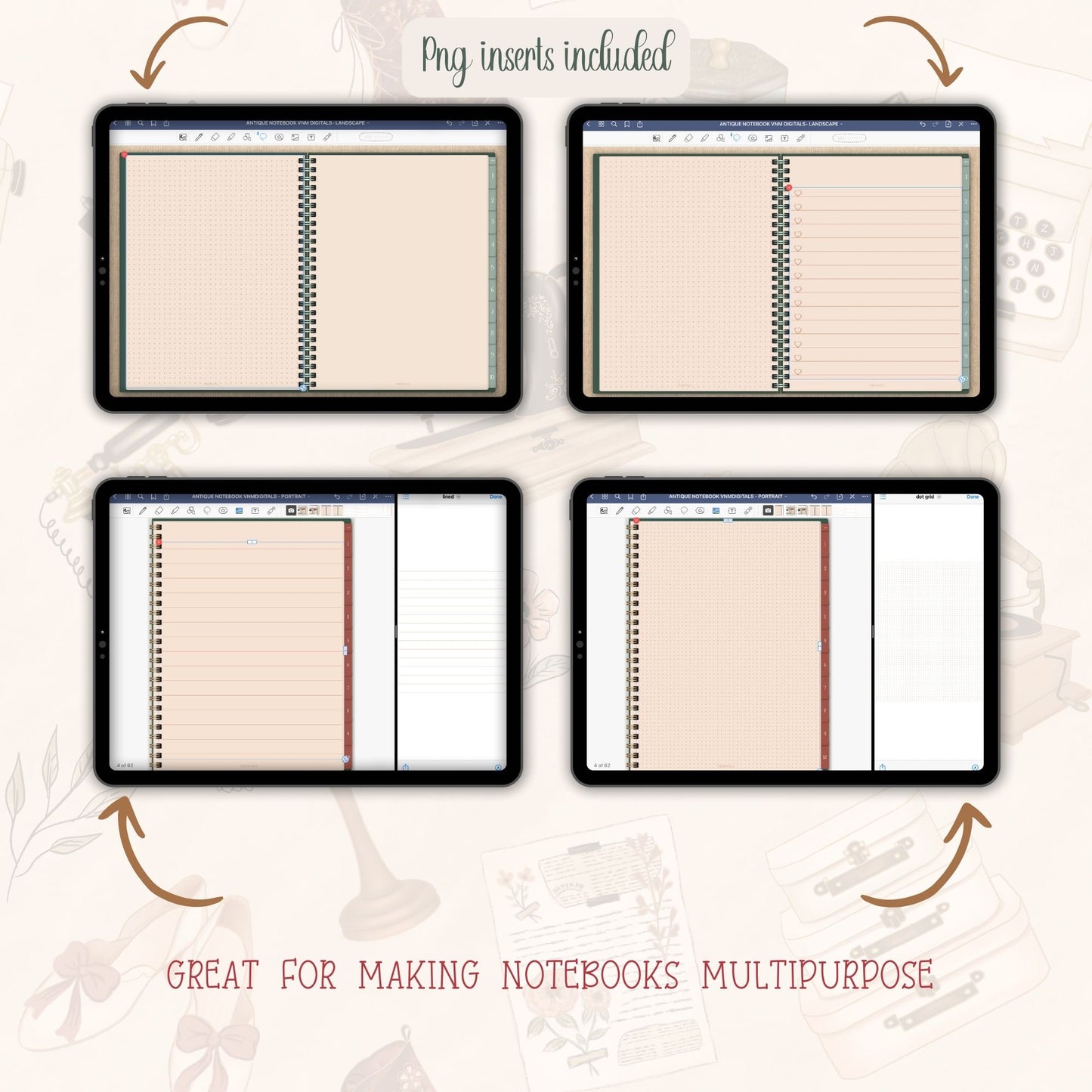 Antique Themed- Digital Notebook Set