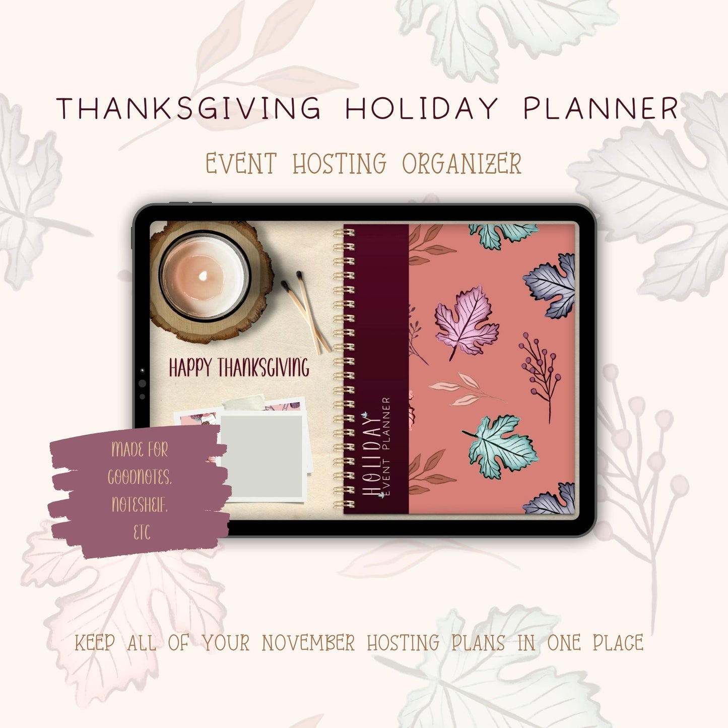 Thanksgiving Hosting Planner~Digital Undated Holiday Planner