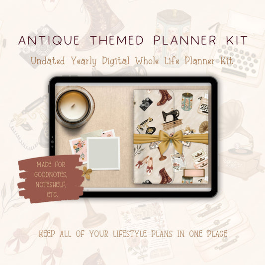 Antique Undated Digital Planner Kit-PDF